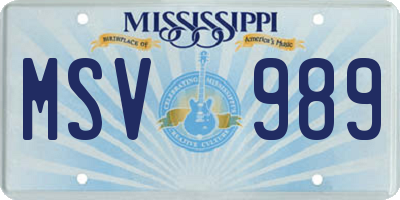 MS license plate MSV989