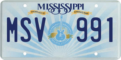 MS license plate MSV991