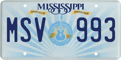 MS license plate MSV993