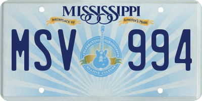 MS license plate MSV994