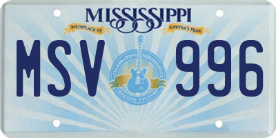 MS license plate MSV996