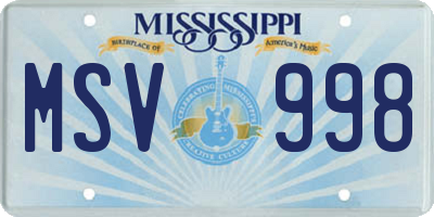 MS license plate MSV998