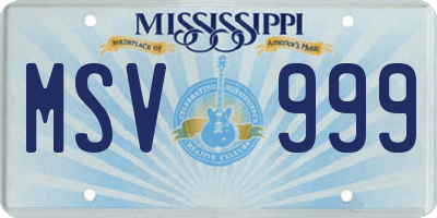 MS license plate MSV999