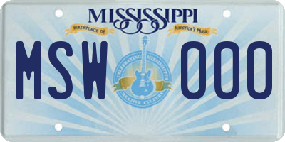 MS license plate MSW000