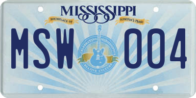 MS license plate MSW004
