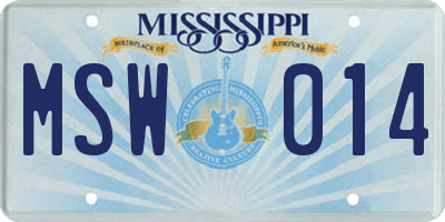 MS license plate MSW014