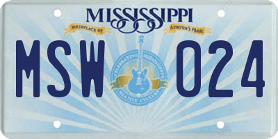 MS license plate MSW024