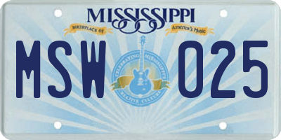 MS license plate MSW025