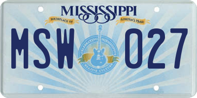 MS license plate MSW027