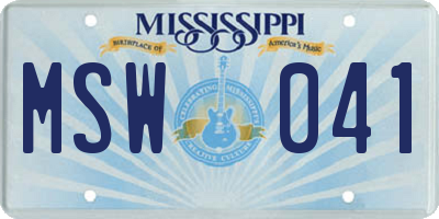 MS license plate MSW041