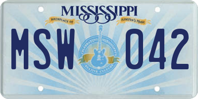 MS license plate MSW042