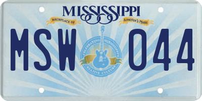 MS license plate MSW044