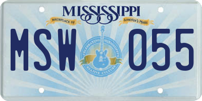 MS license plate MSW055