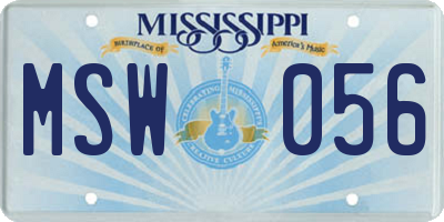 MS license plate MSW056