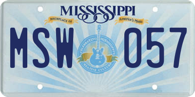 MS license plate MSW057