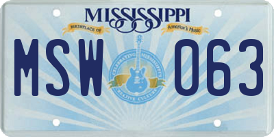MS license plate MSW063