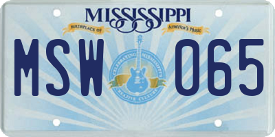 MS license plate MSW065