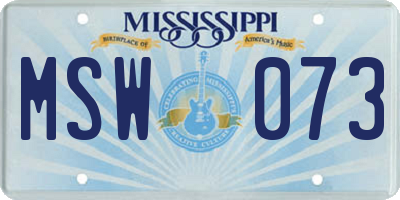 MS license plate MSW073