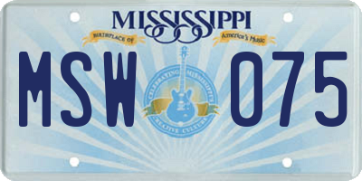MS license plate MSW075