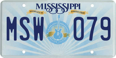 MS license plate MSW079