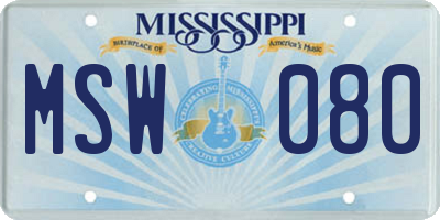 MS license plate MSW080