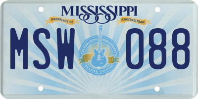 MS license plate MSW088
