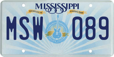 MS license plate MSW089