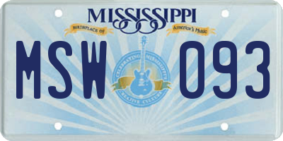 MS license plate MSW093