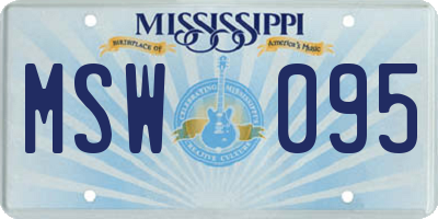 MS license plate MSW095