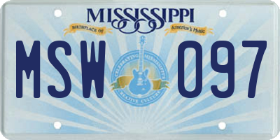 MS license plate MSW097