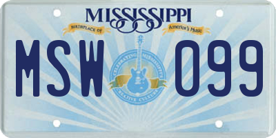MS license plate MSW099