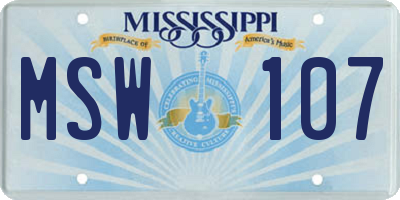 MS license plate MSW107