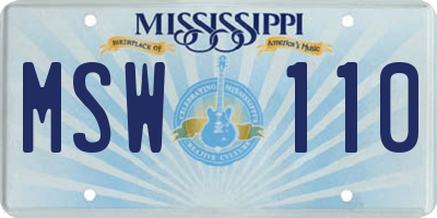 MS license plate MSW110