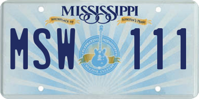 MS license plate MSW111