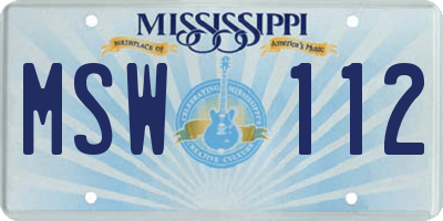 MS license plate MSW112