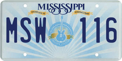 MS license plate MSW116