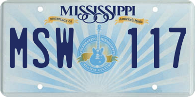 MS license plate MSW117