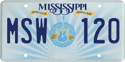 MS license plate MSW120