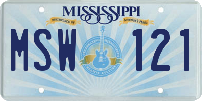 MS license plate MSW121