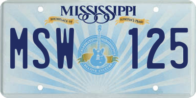 MS license plate MSW125