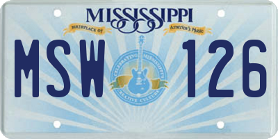MS license plate MSW126