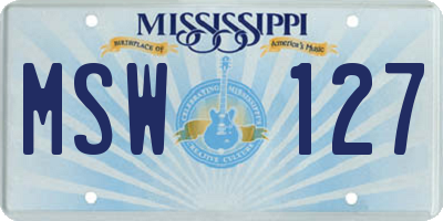 MS license plate MSW127
