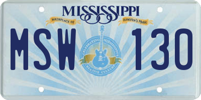 MS license plate MSW130