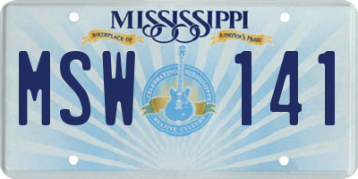 MS license plate MSW141