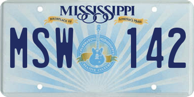 MS license plate MSW142
