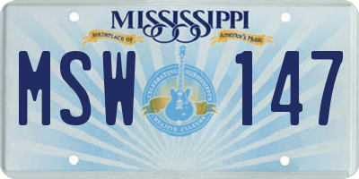 MS license plate MSW147