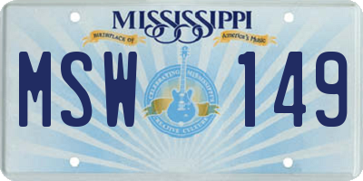 MS license plate MSW149