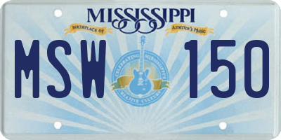 MS license plate MSW150