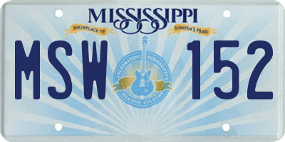 MS license plate MSW152