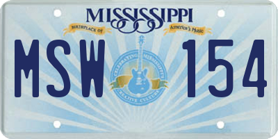 MS license plate MSW154